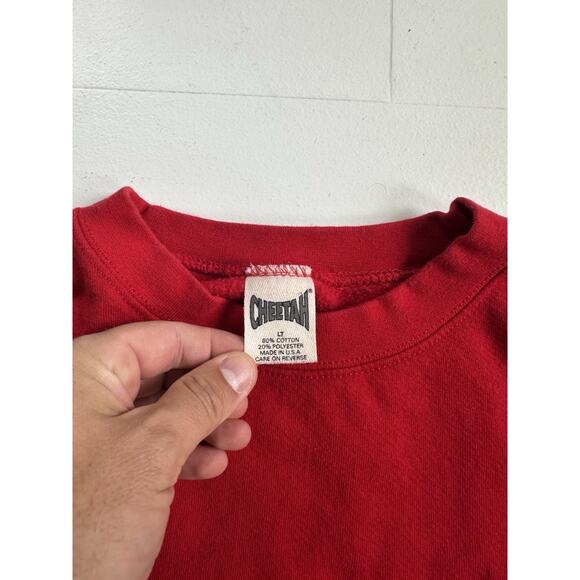 Vintage 90s Cheetah Crewneck Red Sweatshirt Large 24 x 28.5 - Picture 4 of 4